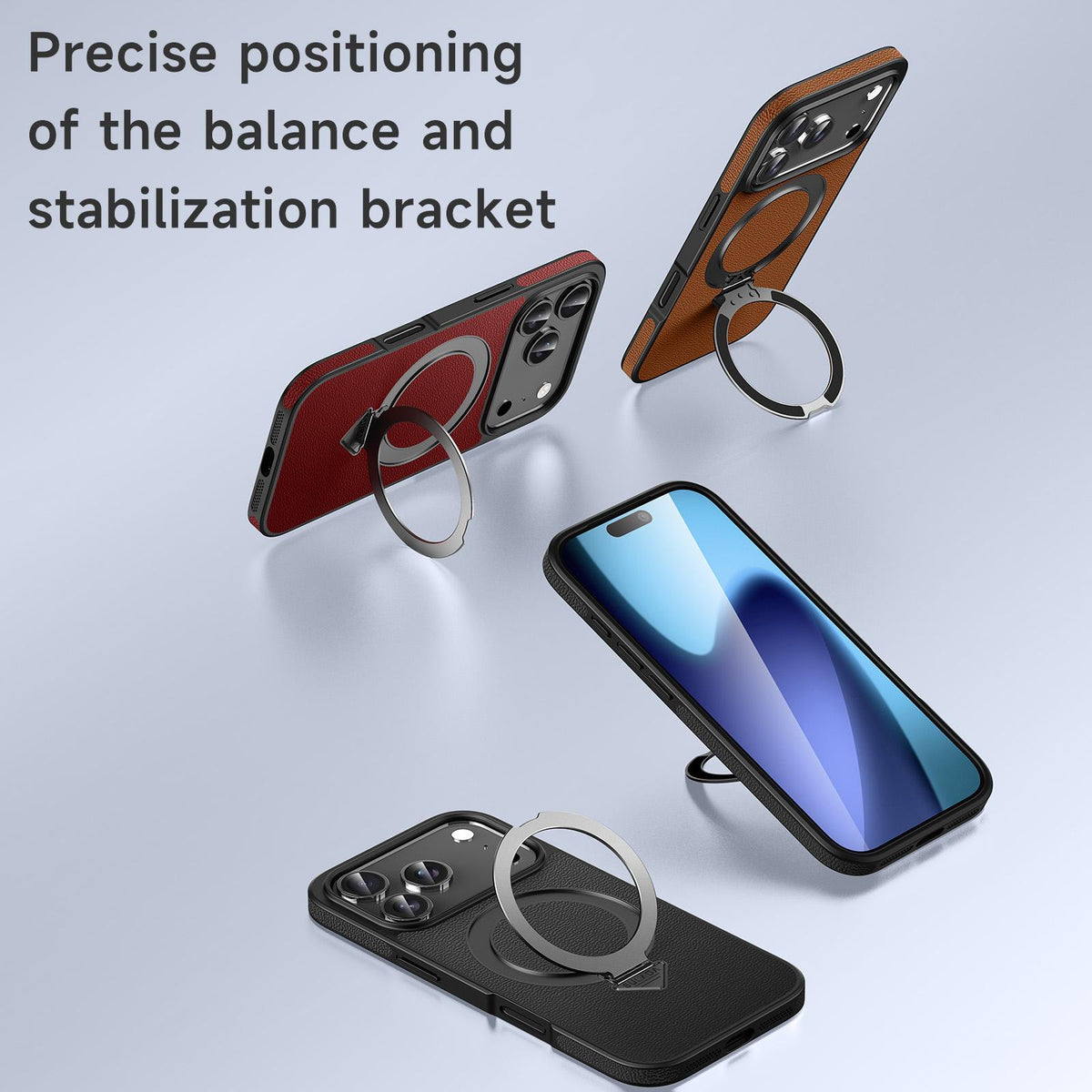 Compatible with iPhone 18 Pro Max SULADA Top Grain Leather MagSafe Magnetic Holder Phone Case - Brown