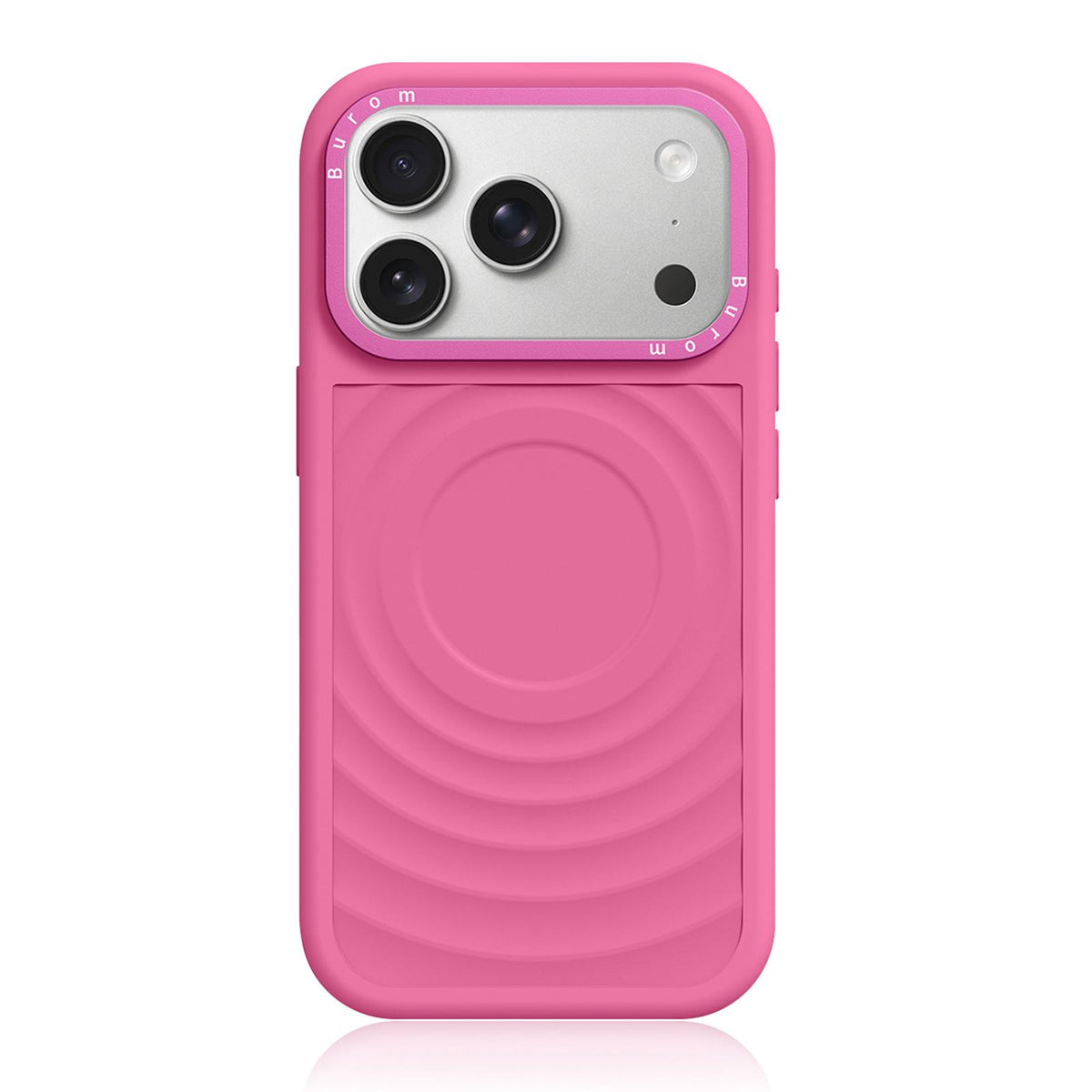Compatible with iPhone 18 Pro Max Liquid Silicone Frame Dual-Layer Ripple Back Panel Magnetic Phone Case - Rose Pink