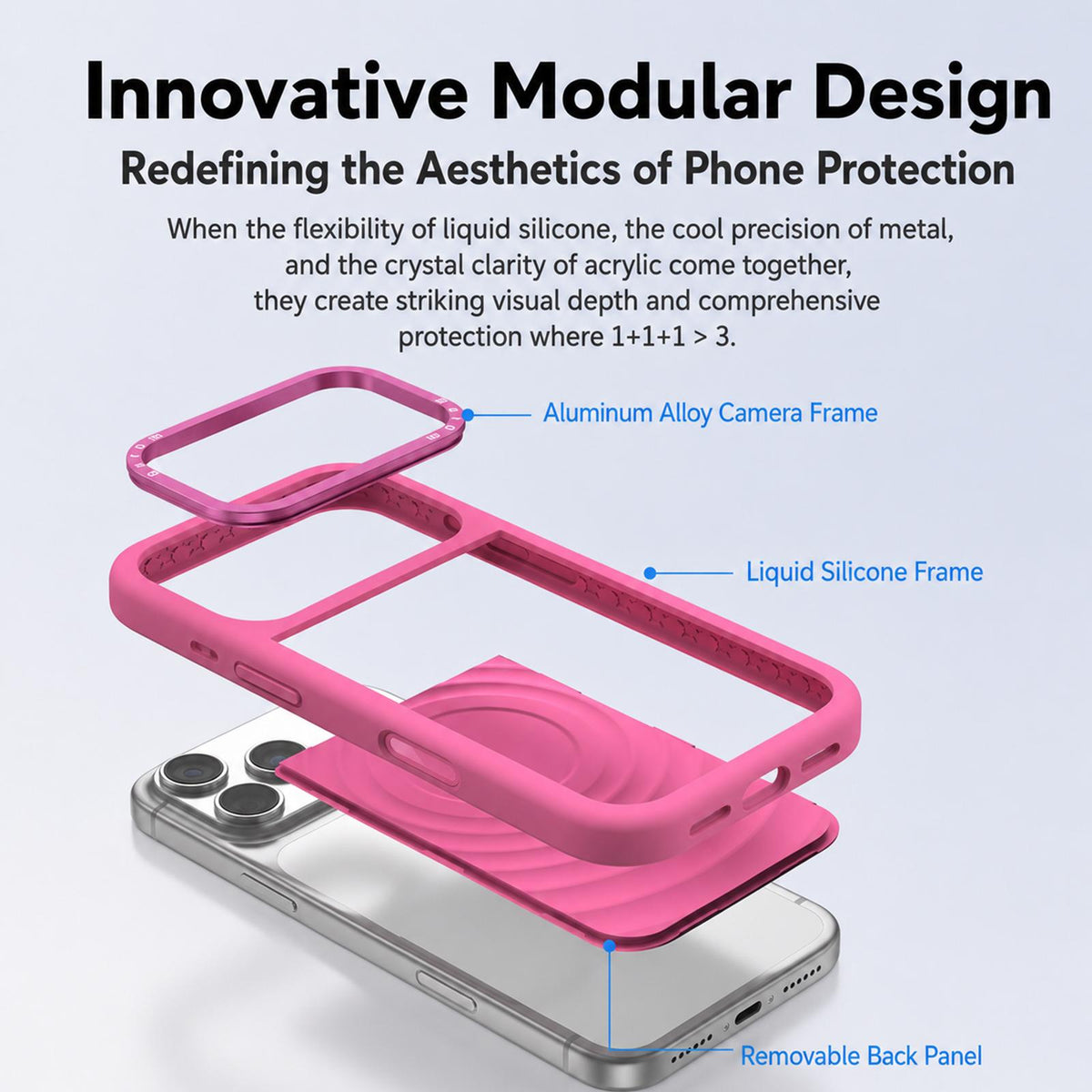 Compatible with iPhone 18 Pro Max Liquid Silicone Frame Dual-Layer Ripple Back Panel Magnetic Phone Case - Light Pink