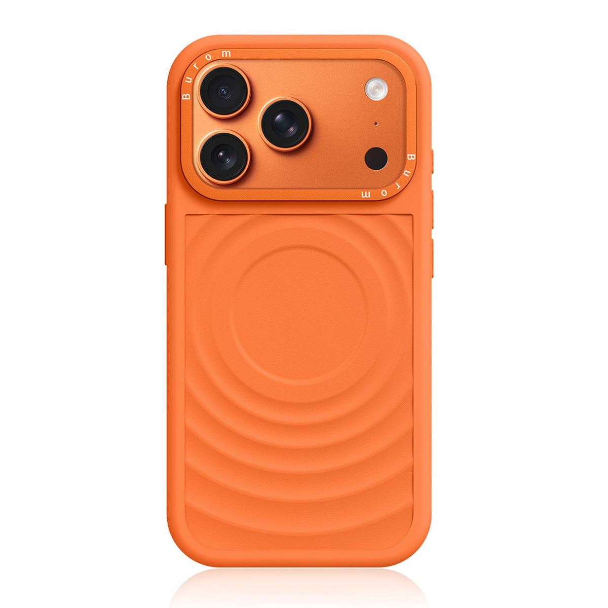 Compatible with iPhone 18 Pro Liquid Silicone Frame Dual-Layer Ripple Back Panel Magnetic Phone Case - Orange