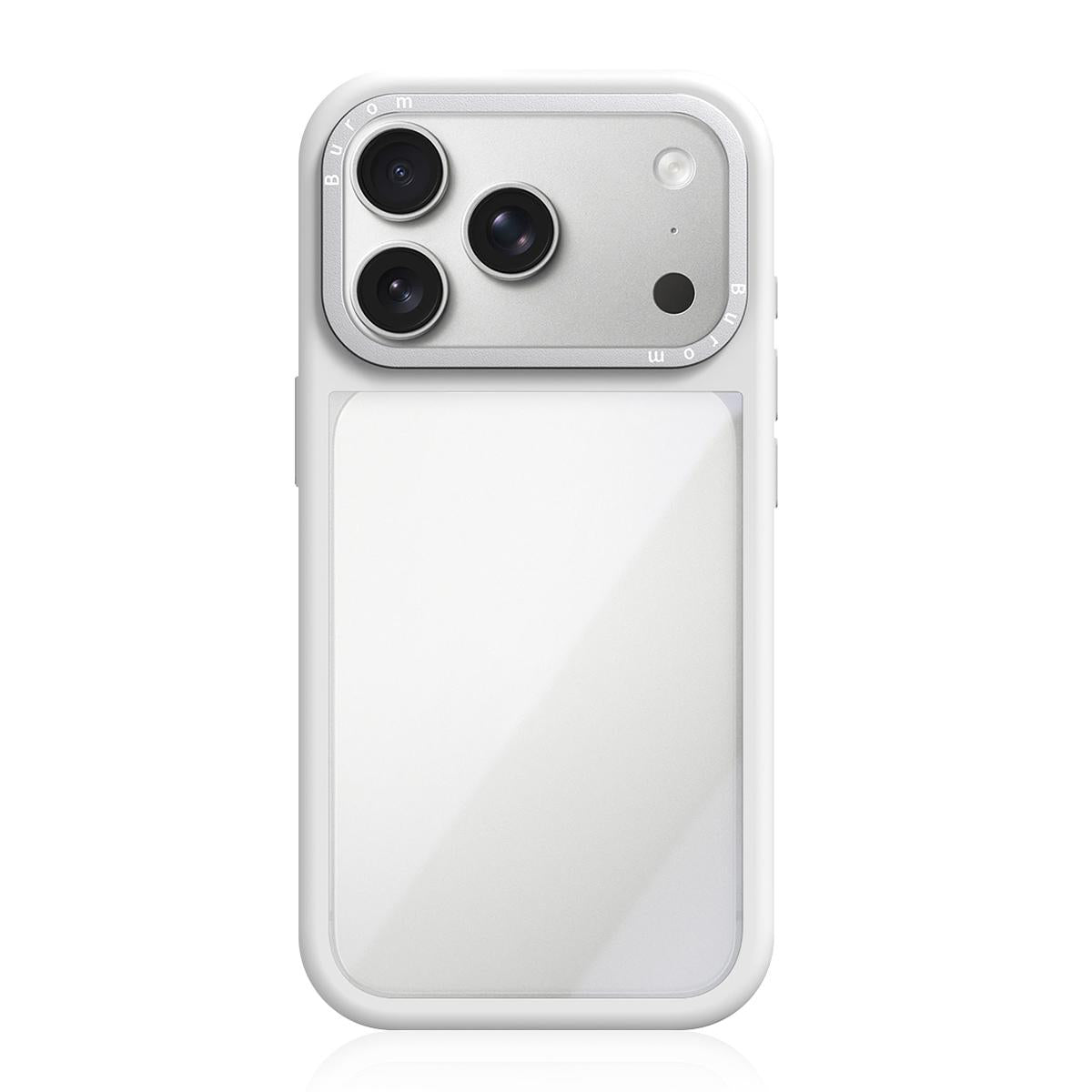 Compatible with iPhone 18 Pro Max Liquid Silicone Frame Dual-Layer Clear Acrylic Back Panel Phone Case - White