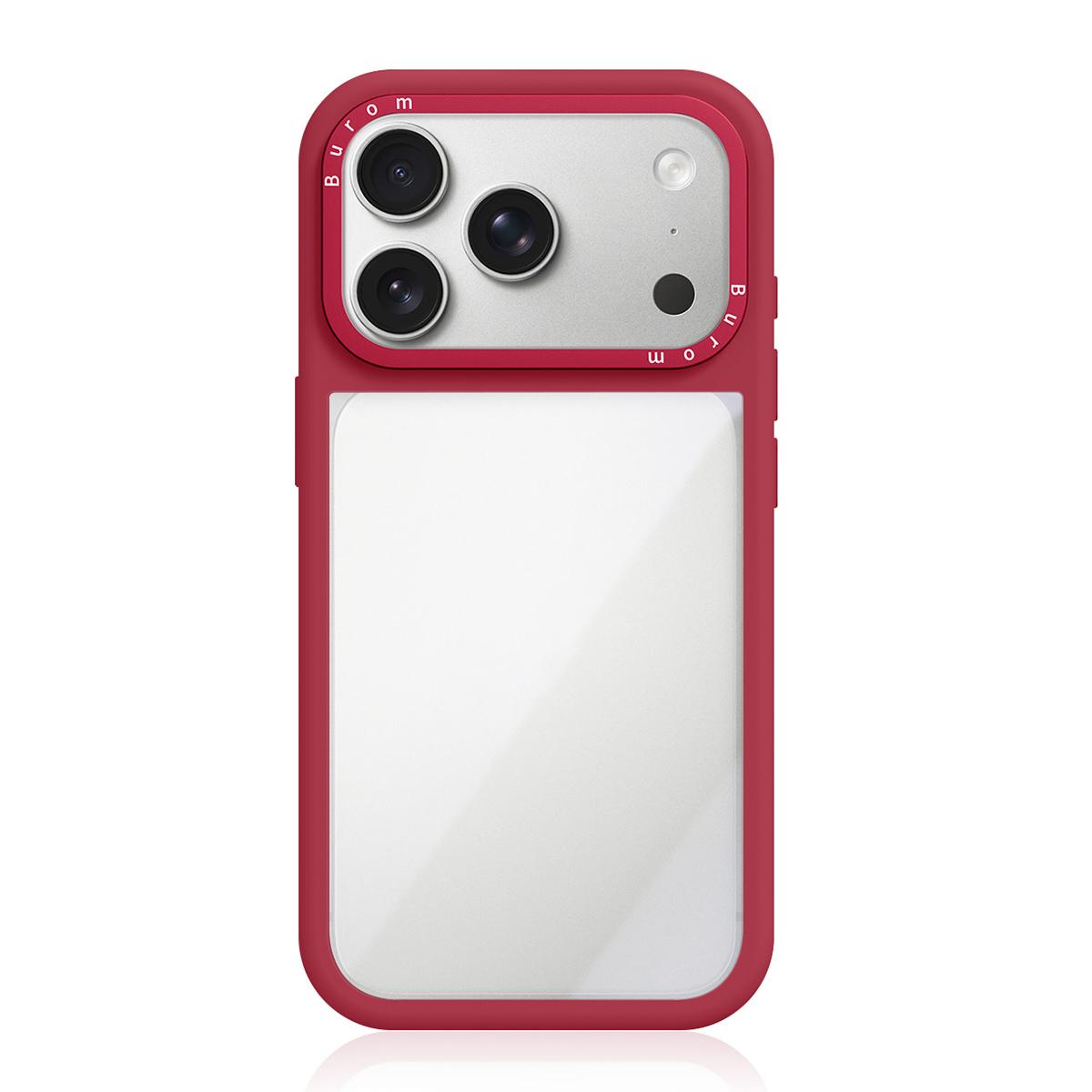 Compatible with iPhone 18 Pro Max Liquid Silicone Frame Dual-Layer Clear Acrylic Back Panel Phone Case - Red