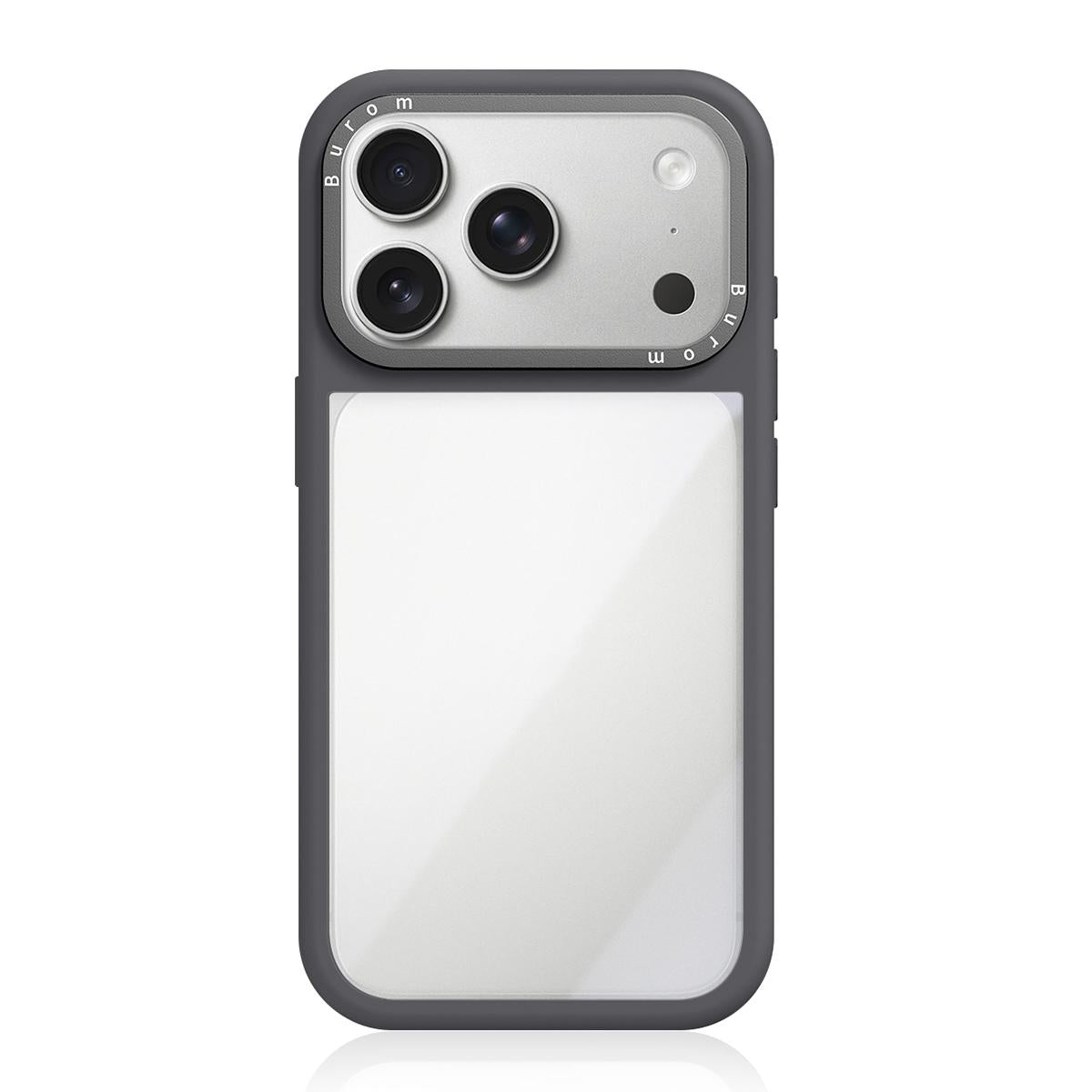 Compatible with iPhone 18 Pro Max Liquid Silicone Frame Dual-Layer Clear Acrylic Back Panel Phone Case - Grey