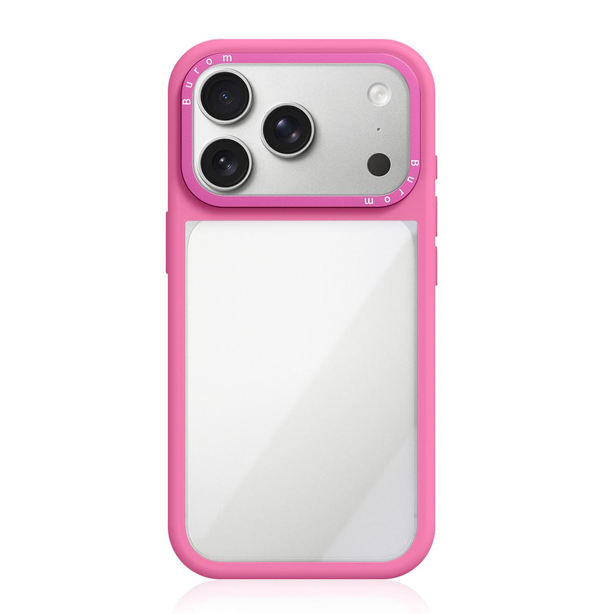 Compatible with iPhone 18 Pro Max Liquid Silicone Frame Dual-Layer Clear Acrylic Back Panel Phone Case - Rose Pink