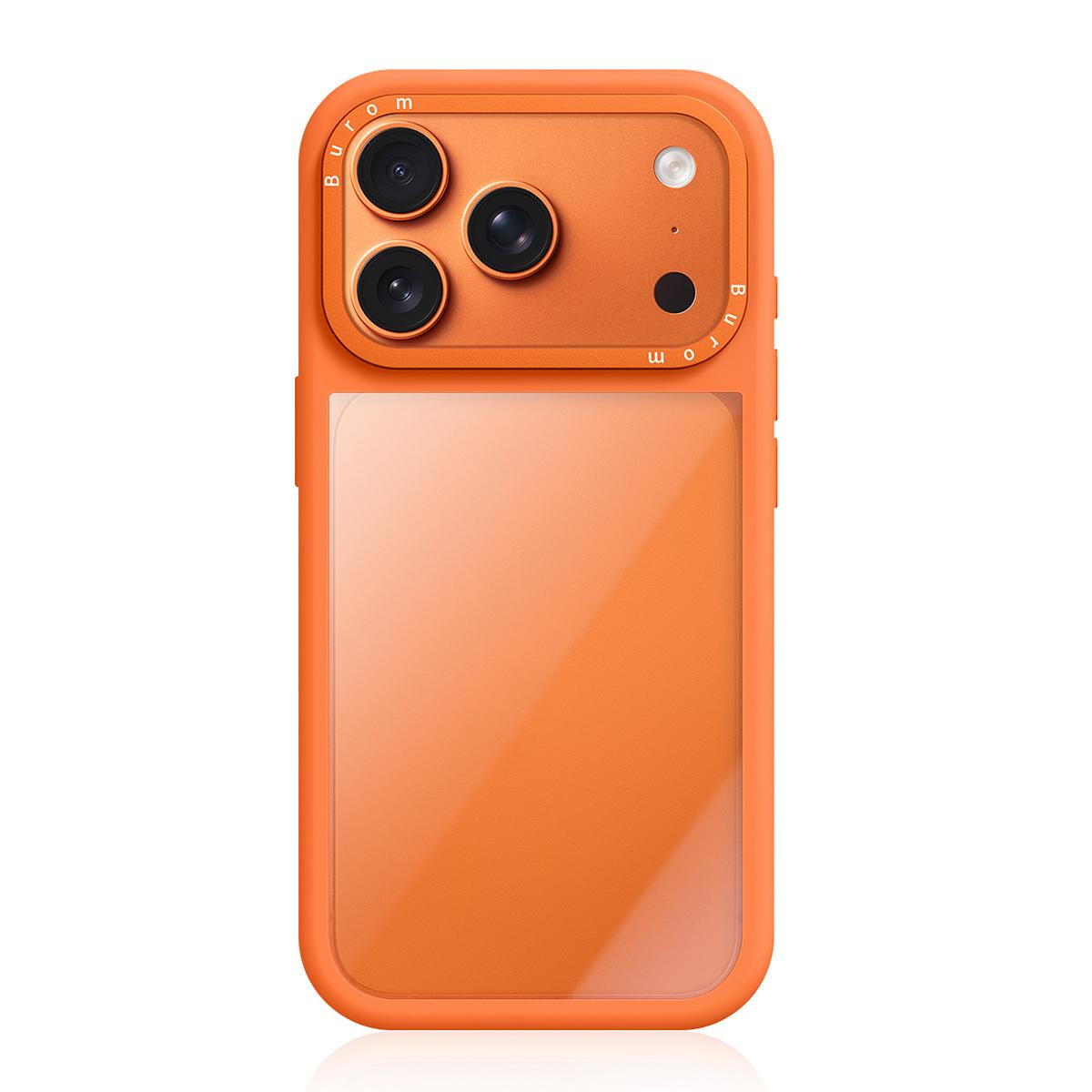 Compatible with iPhone 18 Pro Max Liquid Silicone Frame Dual-Layer Clear Acrylic Back Panel Phone Case - Orange