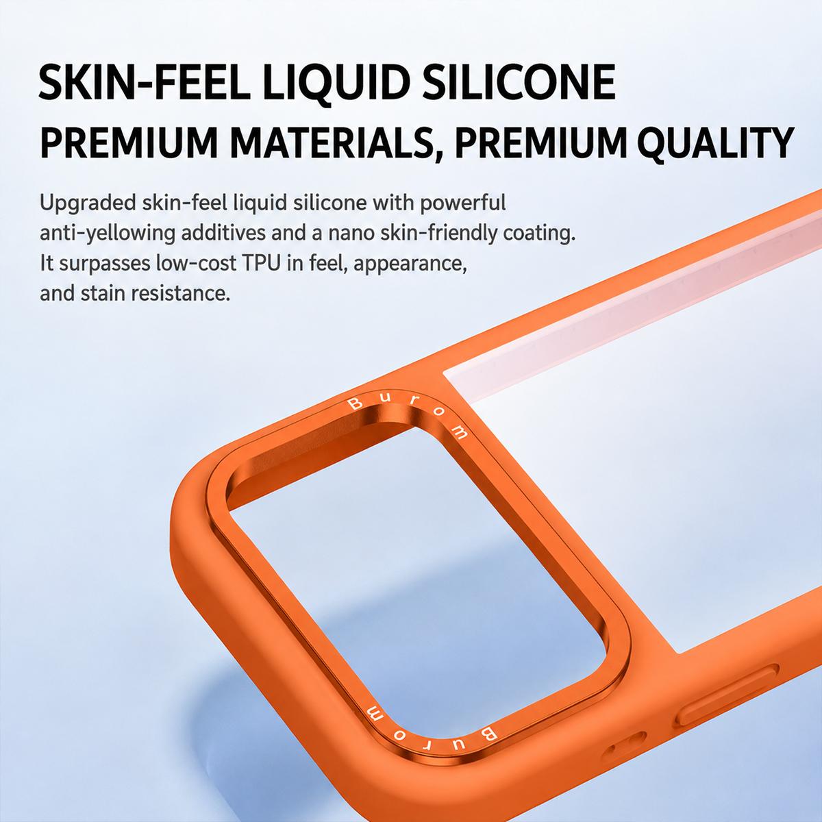 Compatible with iPhone 18 Pro Max Liquid Silicone Frame Dual-Layer Clear Back Panel Magnetic Phone Case - Grey