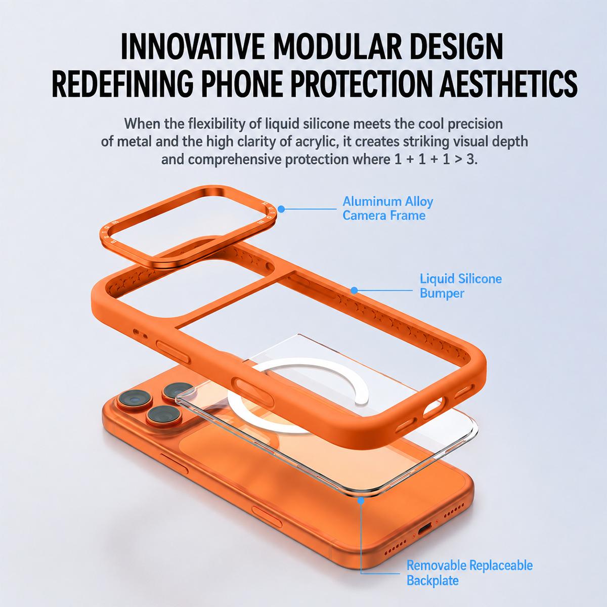 Compatible with iPhone 18 Pro Max Liquid Silicone Frame Dual-Layer Clear Back Panel Magnetic Phone Case - Grey