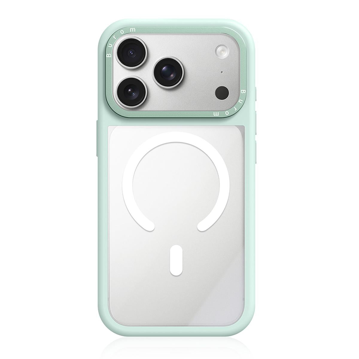 Compatible with iPhone 18 Pro Max Liquid Silicone Frame Dual-Layer Clear Back Panel Magnetic Phone Case - Green
