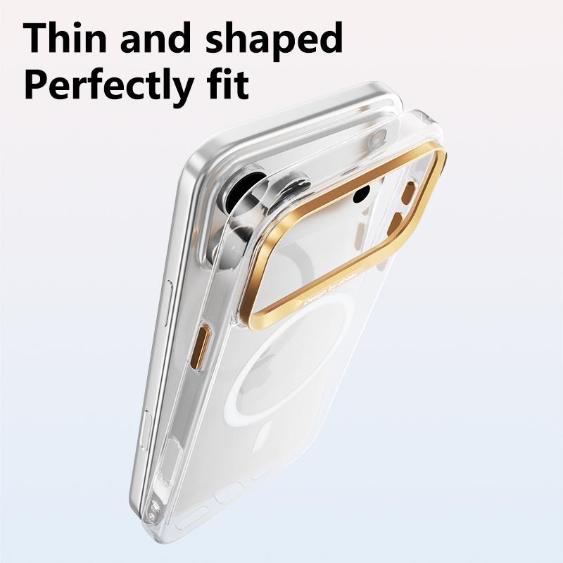 Compatible with iPhone 18 Pro Max ABEEL Transparent Magnetic Hardened PC Phone Case - White