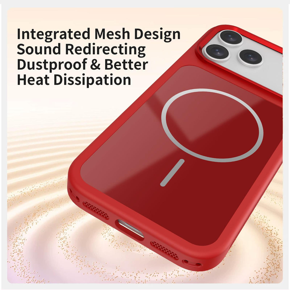 Compatible with iPhone 18 Pro Max Color Contrast Magnetic Phone Case with Wrist Strap - Red
