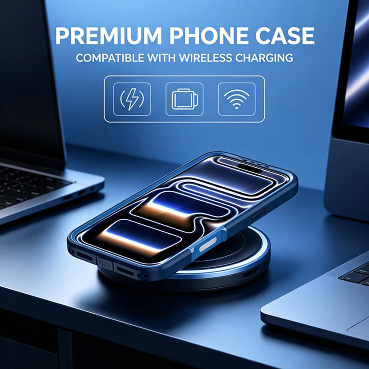 Compatible with iPhone 18 Pro Max Silicone Magnetic Anti-drop Protective Phone Case - Blue