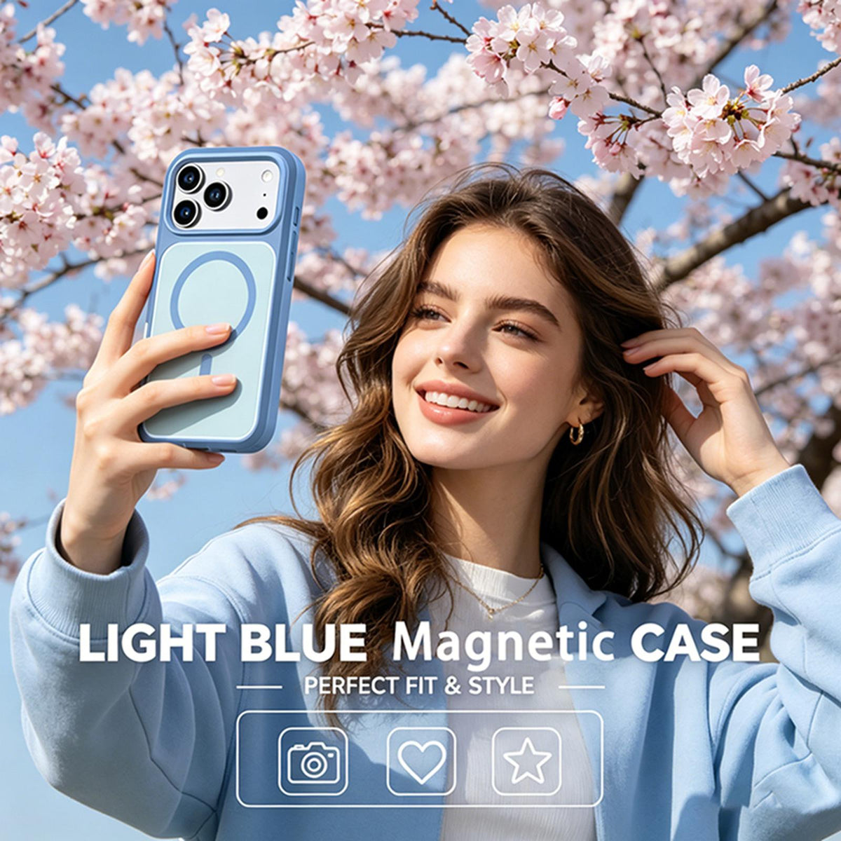 Compatible with iPhone 18 Pro Max Silicone Magnetic Anti-drop Protective Phone Case - Light Blue