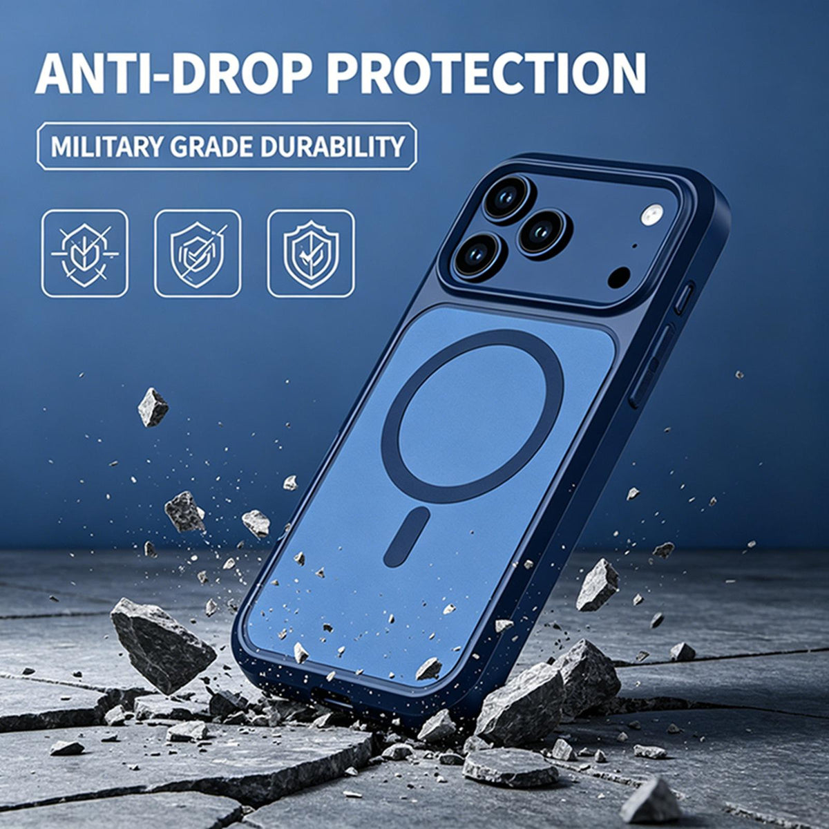 Compatible with iPhone 18 Pro Silicone Magnetic Anti-drop Protective Phone Case - Blue