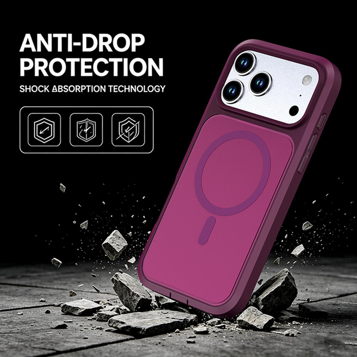 Compatible with iPhone 18 Pro Silicone Magnetic Anti-drop Protective Phone Case - Wine