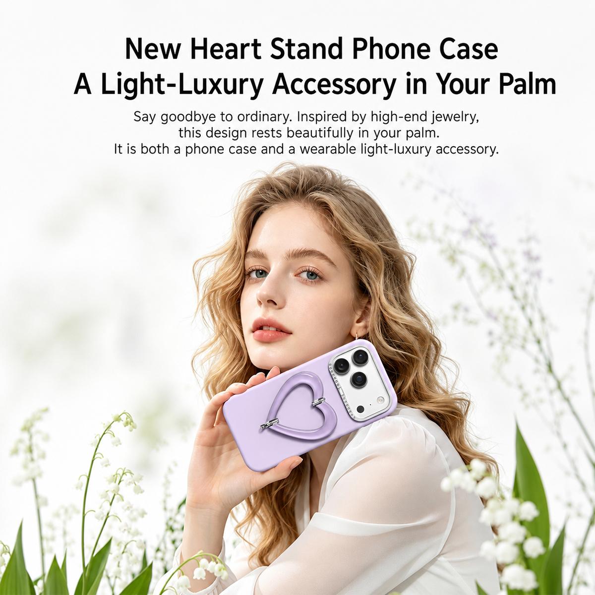 Compatible with iPhone 18 Pro Liquid Silicone Metal Heart-Shaped Kickstand Phone Case - Yellow