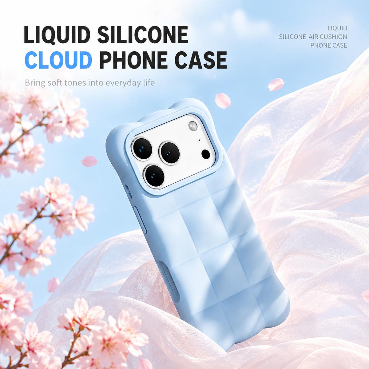Compatible with iPhone 18 Pro Max Cloud Liquid Silicone Phone Case - White