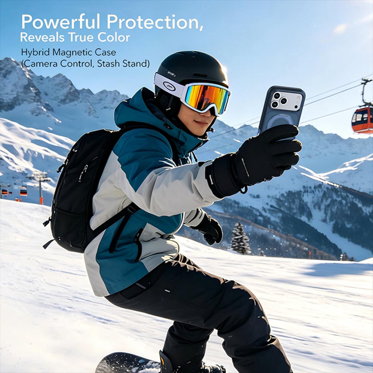Compatible with iPhone 18 Pro Silicone Magnetic Anti-drop Protective Phone Case with 360 Rotating Holder - Blue