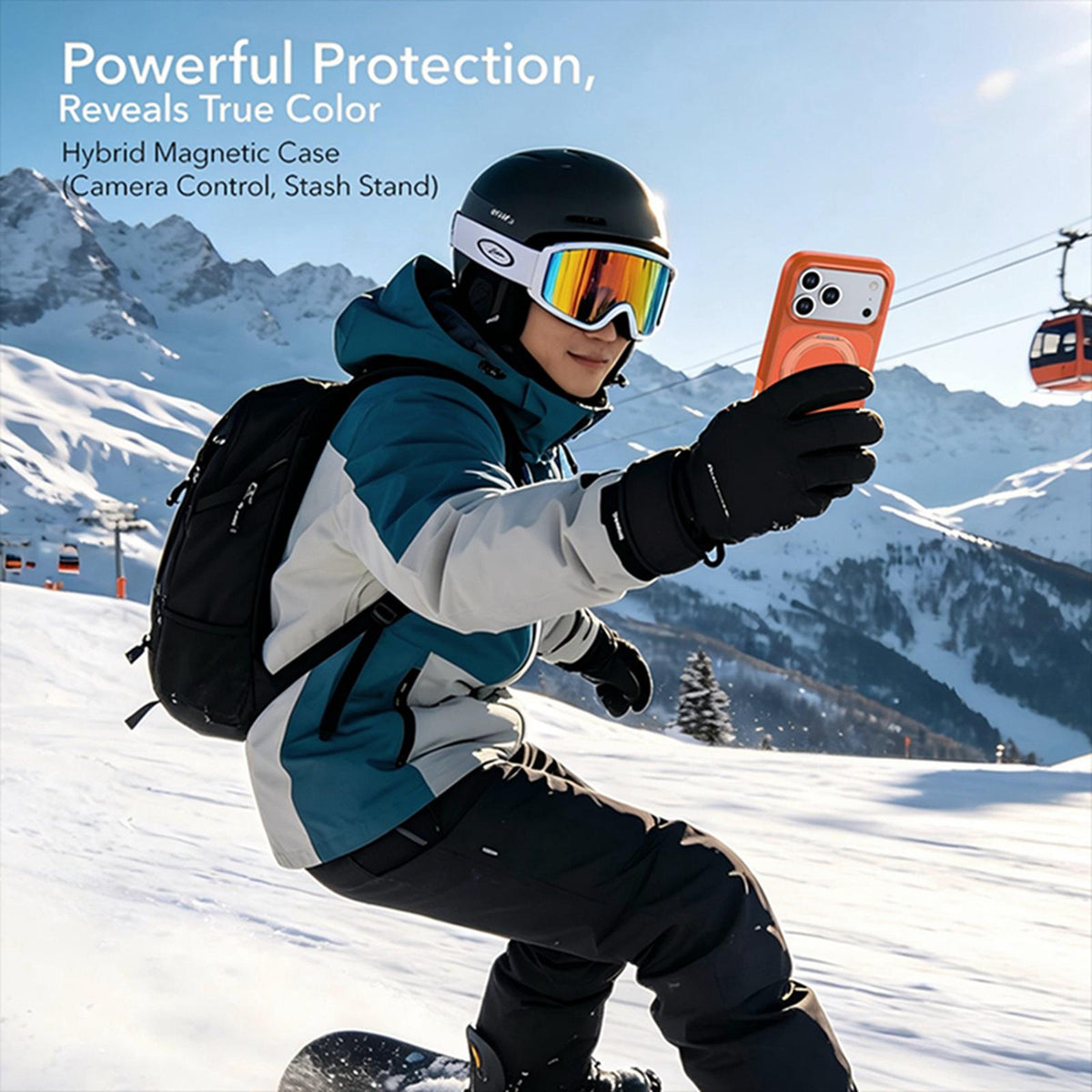 Compatible with iPhone 18 Pro Max Silicone Magnetic Anti-drop Protective Phone Case with 360 Rotating Holder - Orange