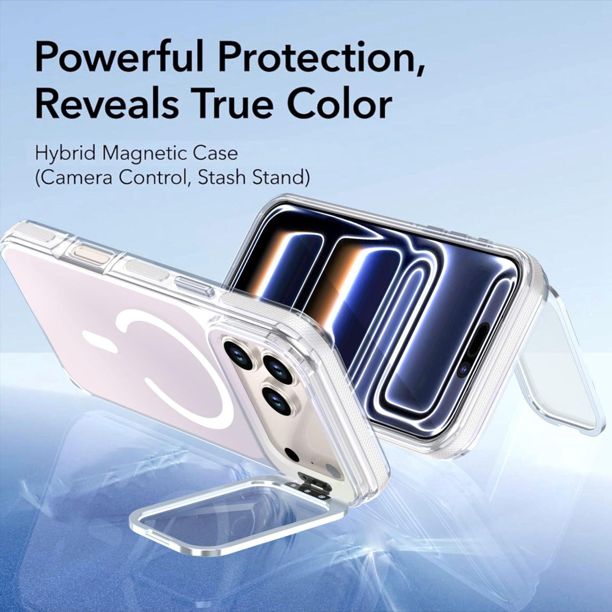 Compatible with iPhone 18 Pro Max Chameleon Gen2 Lens Cover Kickstand Magnetic Phone Case - White