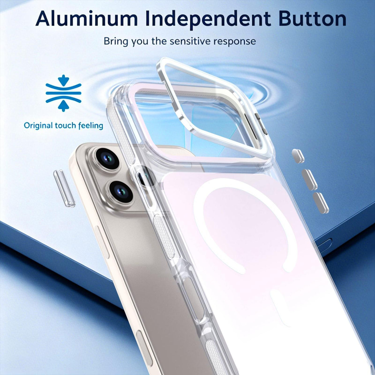 Compatible with iPhone 18 Pro Max Chameleon Gen2 Lens Cover Kickstand Magnetic Phone Case - White