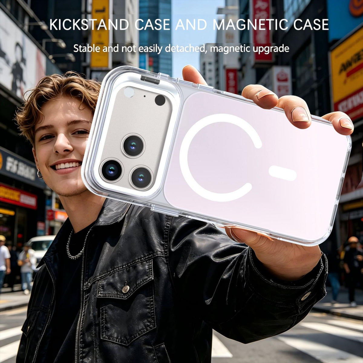 Compatible with iPhone 18 Pro Max Chameleon Gen2 Lens Cover Kickstand Magnetic Phone Case - White