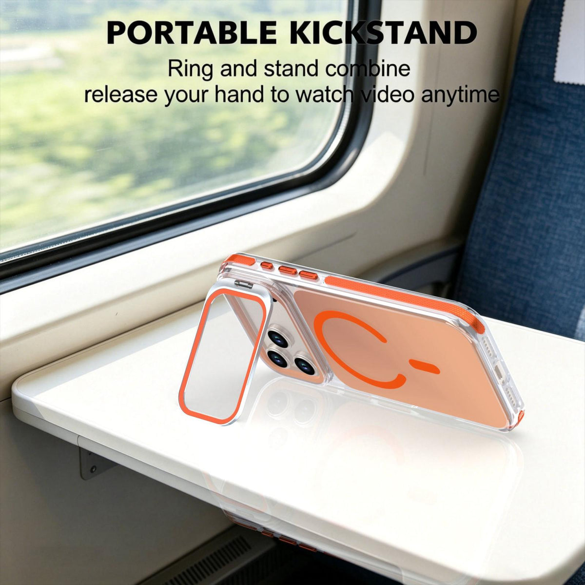 Compatible with iPhone 18 Pro Max Chameleon Gen2 Lens Cover Kickstand Magnetic Phone Case - Orange