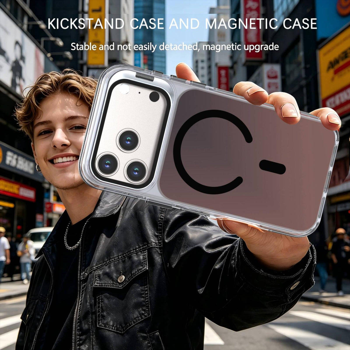 Compatible with iPhone 18 Pro Max Chameleon Gen2 Lens Cover Kickstand Magnetic Phone Case - Black