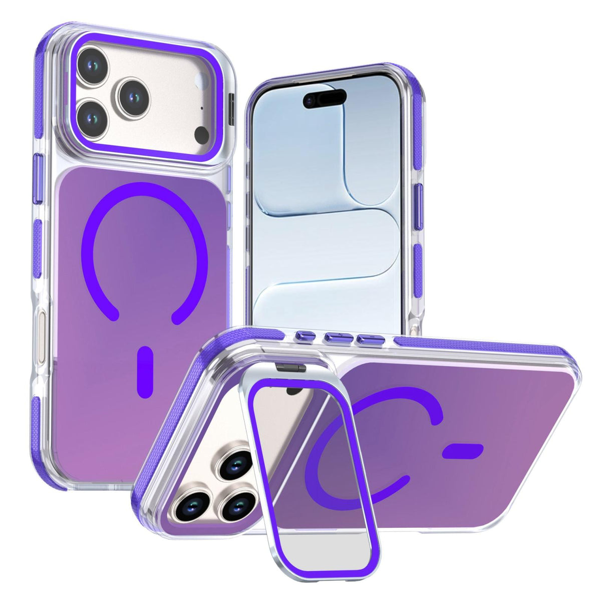 Compatible with iPhone 18 Pro Max Chameleon Gen2 Lens Cover Kickstand Magnetic Phone Case - Purple