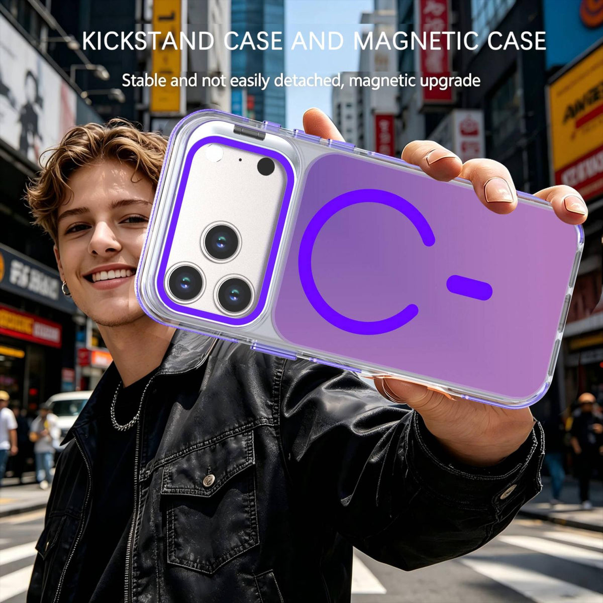 Compatible with iPhone 18 Pro Max Chameleon Gen2 Lens Cover Kickstand Magnetic Phone Case - Purple