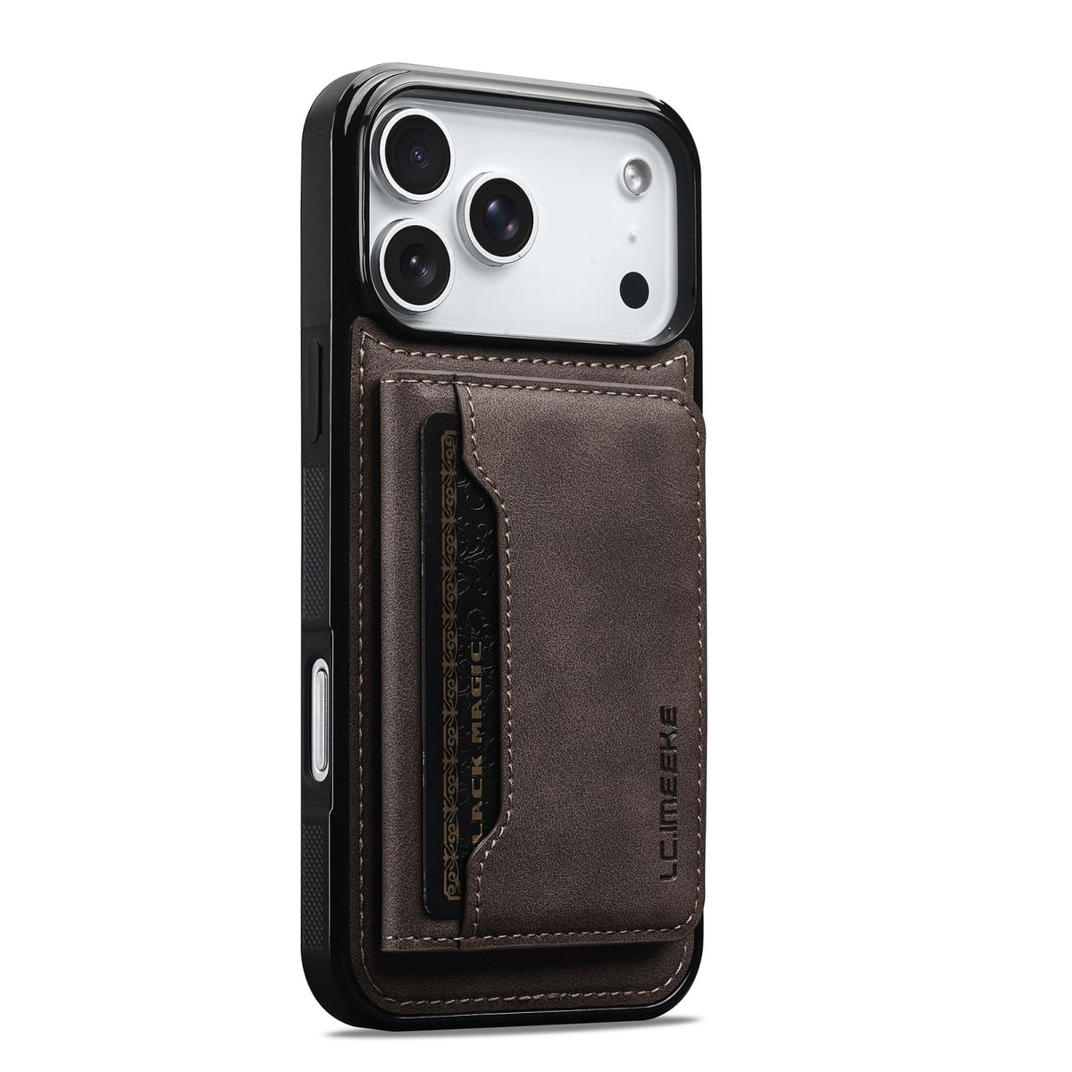 Compatible with iPhone 18 Pro Max & 17 Pro Max LC.IMEEKE L7 Series RFID Card Bag Magnetic Phone Case - Coffee