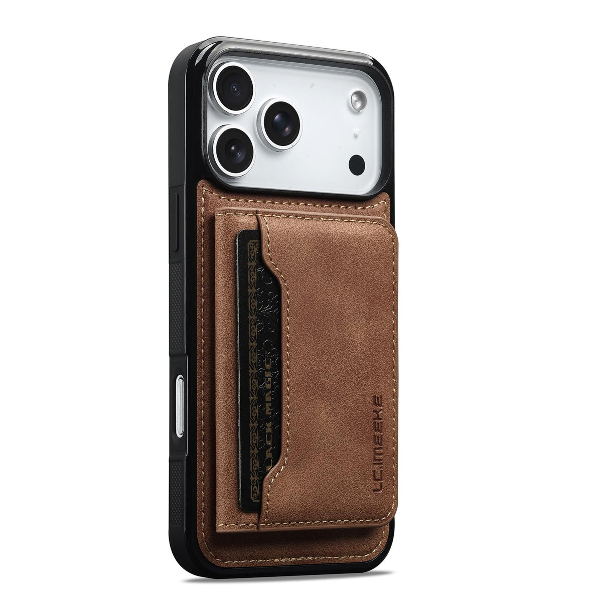 Compatible with iPhone 18 Pro & 17 Pro LC.IMEEKE L7 Series RFID Card Bag Magnetic Phone Case - Brown