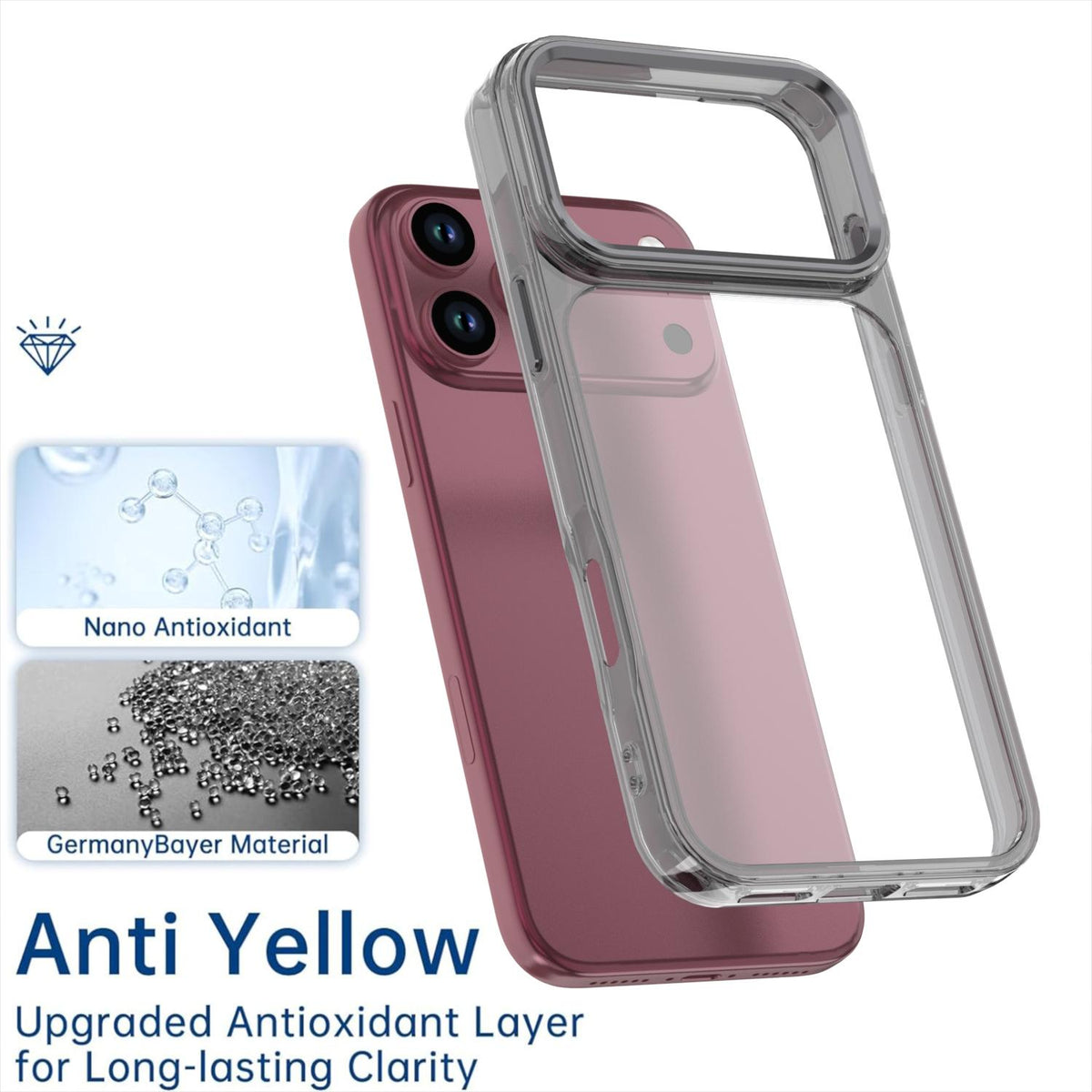 Compatible with iPhone 18 Pro Shine High Transparency Acrylic Phone Case - Black