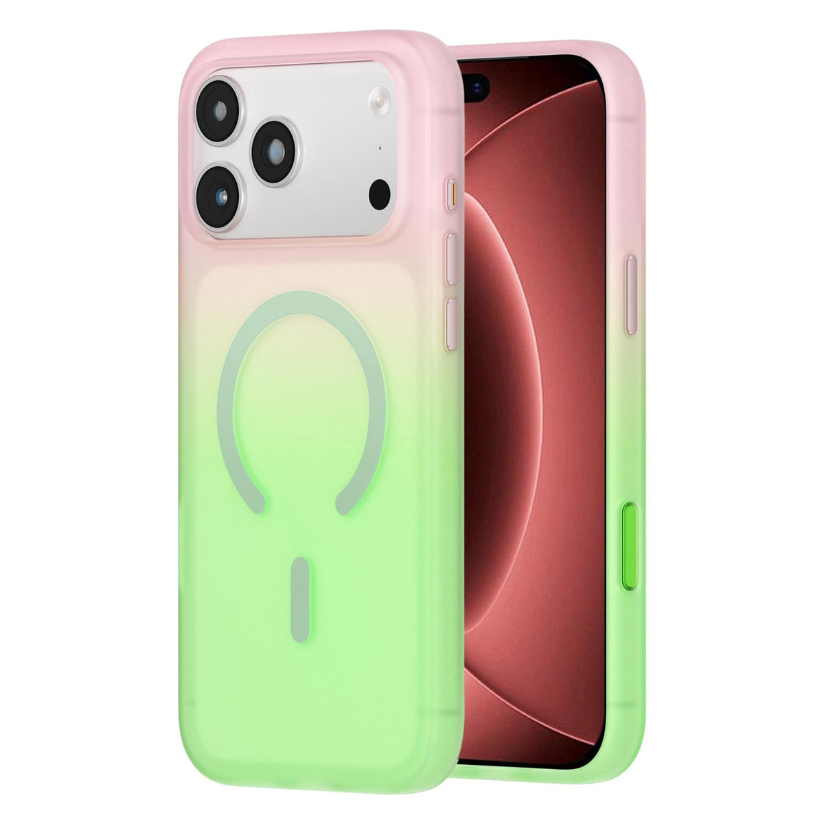 Compatible with iPhone 18 Pro Twilight Gradient Magnetic Phone Case - Green Field
