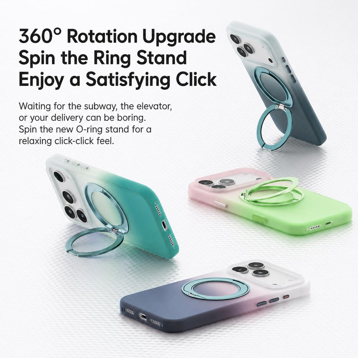 Compatible with iPhone 18 Pro Max Twilight Gradient 360 rotation Holder Magnetic Phone Case - Sky Cyan