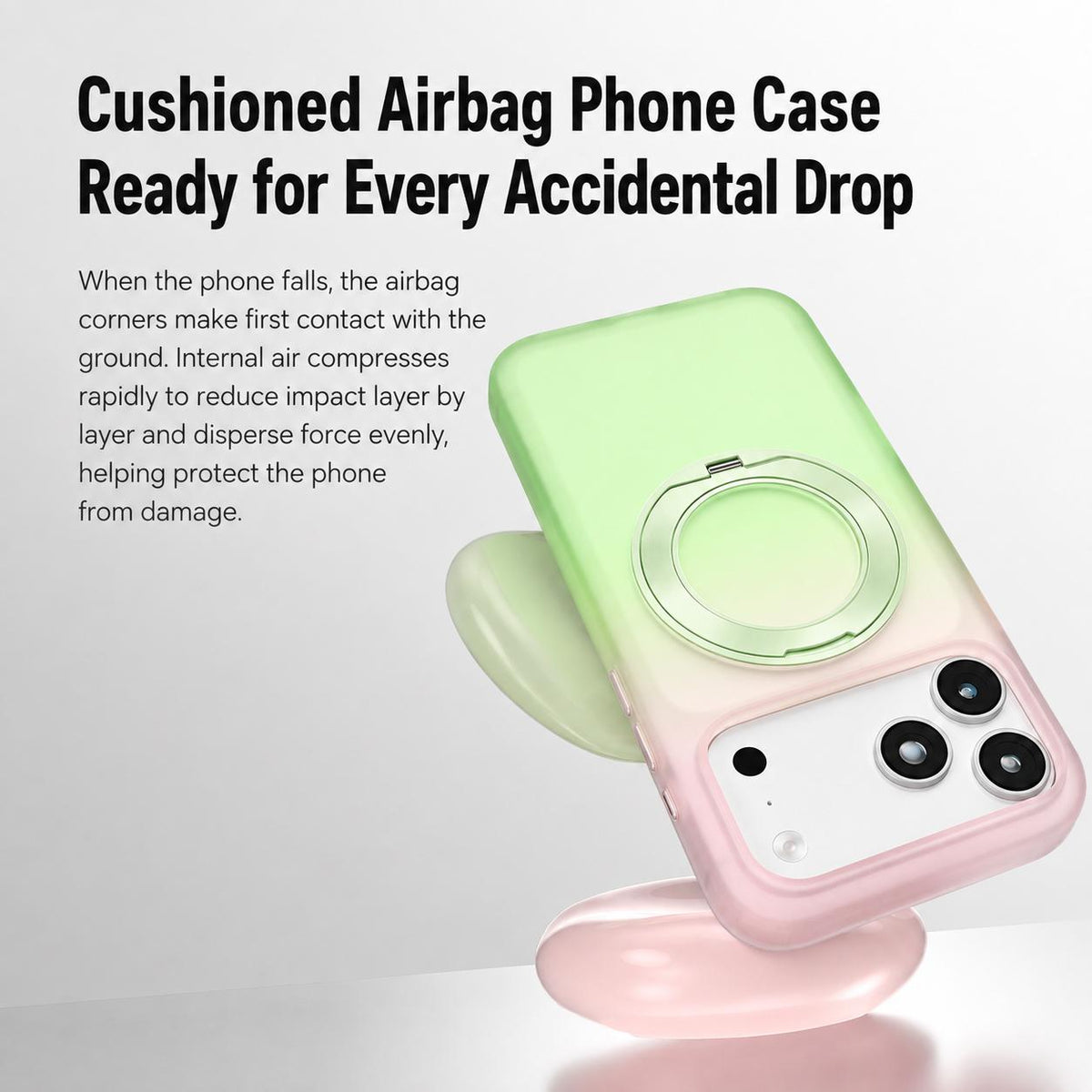 Compatible with iPhone 18 Pro Max Twilight Gradient 360 rotation Holder Magnetic Phone Case - Sky Cyan