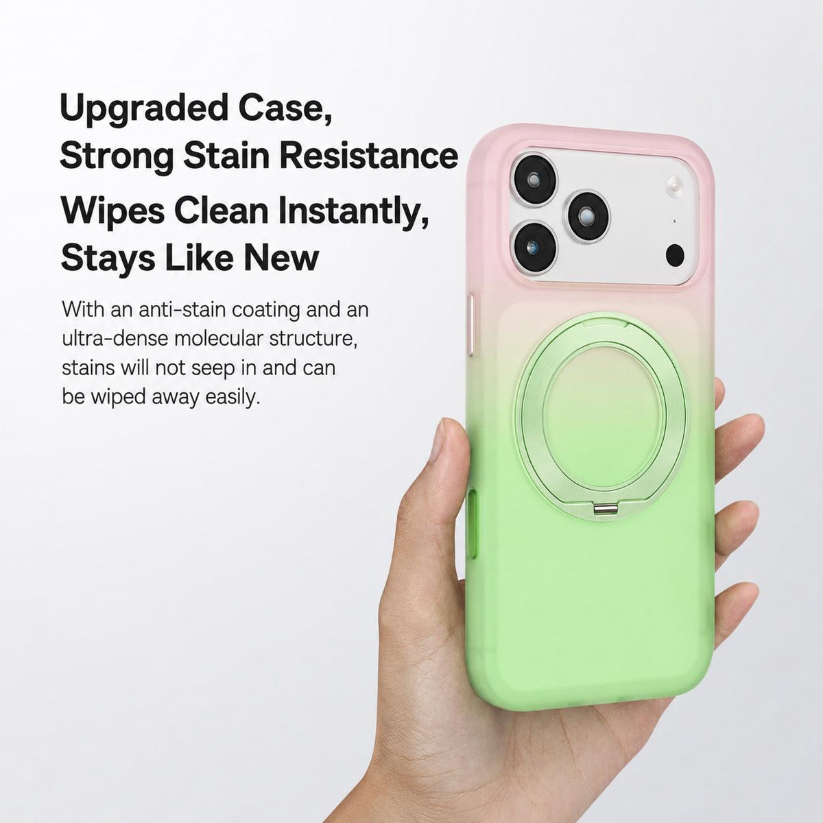 Compatible with iPhone 18 Pro Max Twilight Gradient 360 rotation Holder Magnetic Phone Case - Sky Cyan