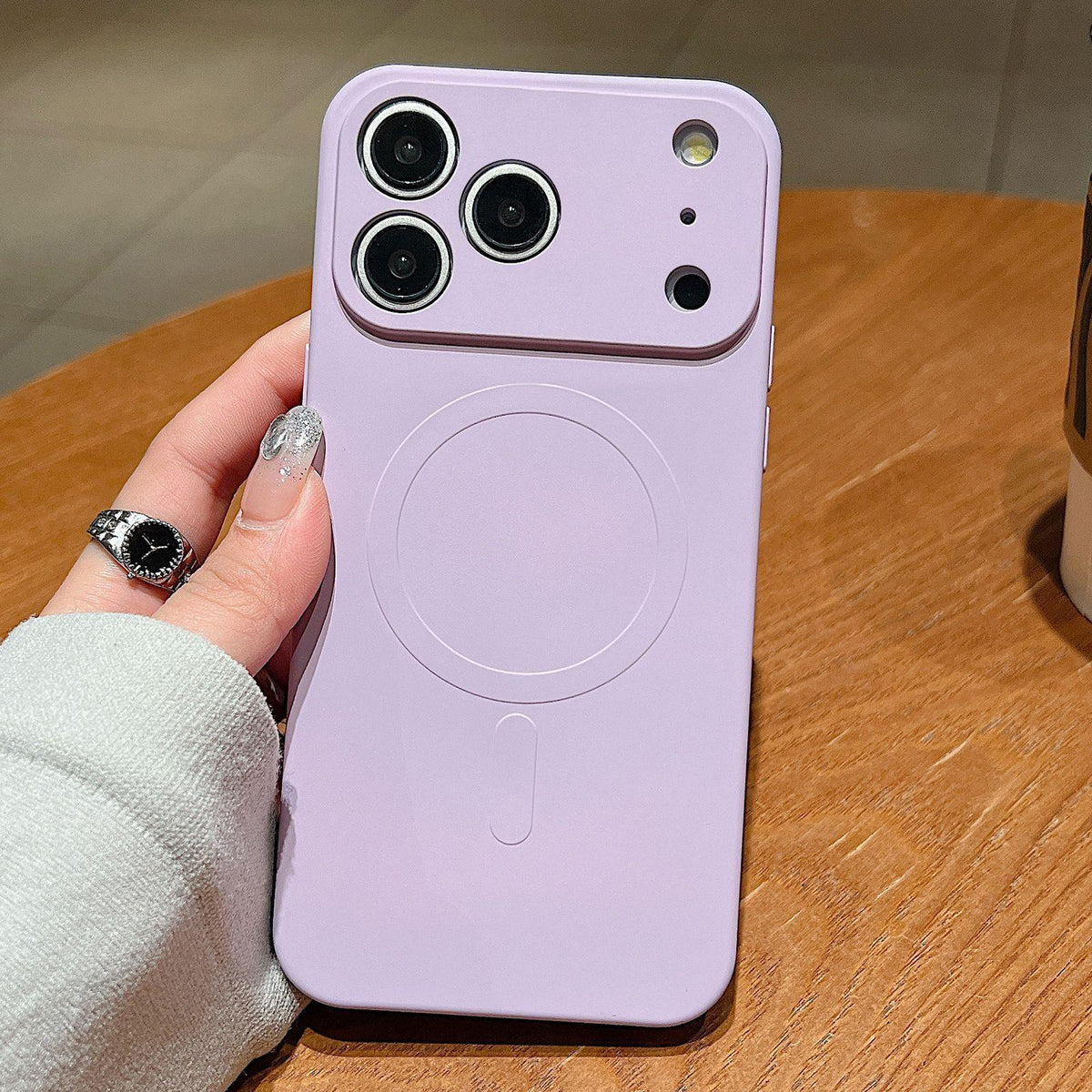 Compatible with iPhone 18 Pro Max Solid Color Liquid Silicone MagSafe Magnetic Phone Case - Lilac