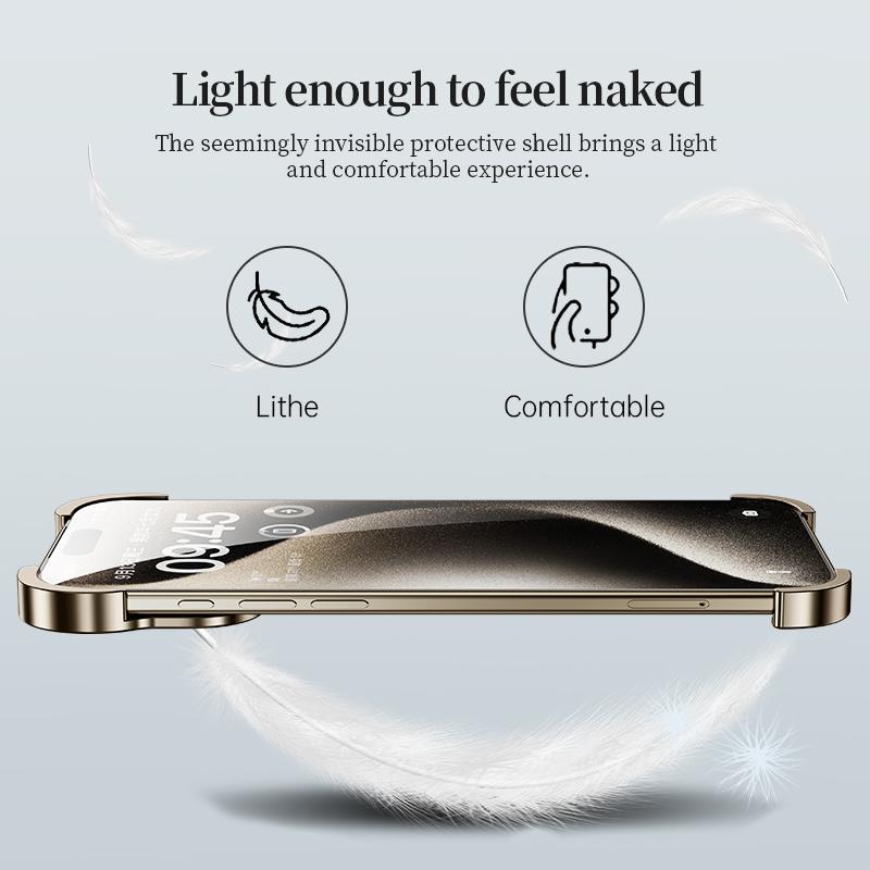 Compatible with iPhone 18 Pro Max Frameless Metal Corner Pad Phone Case with Lens Film - Orange