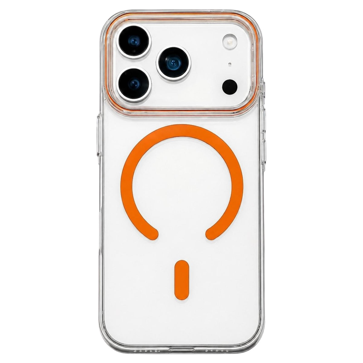Compatible with iPhone 18 Pro Max Question Mark Clear PC Magnetic Phone Case - Cosmic Orange