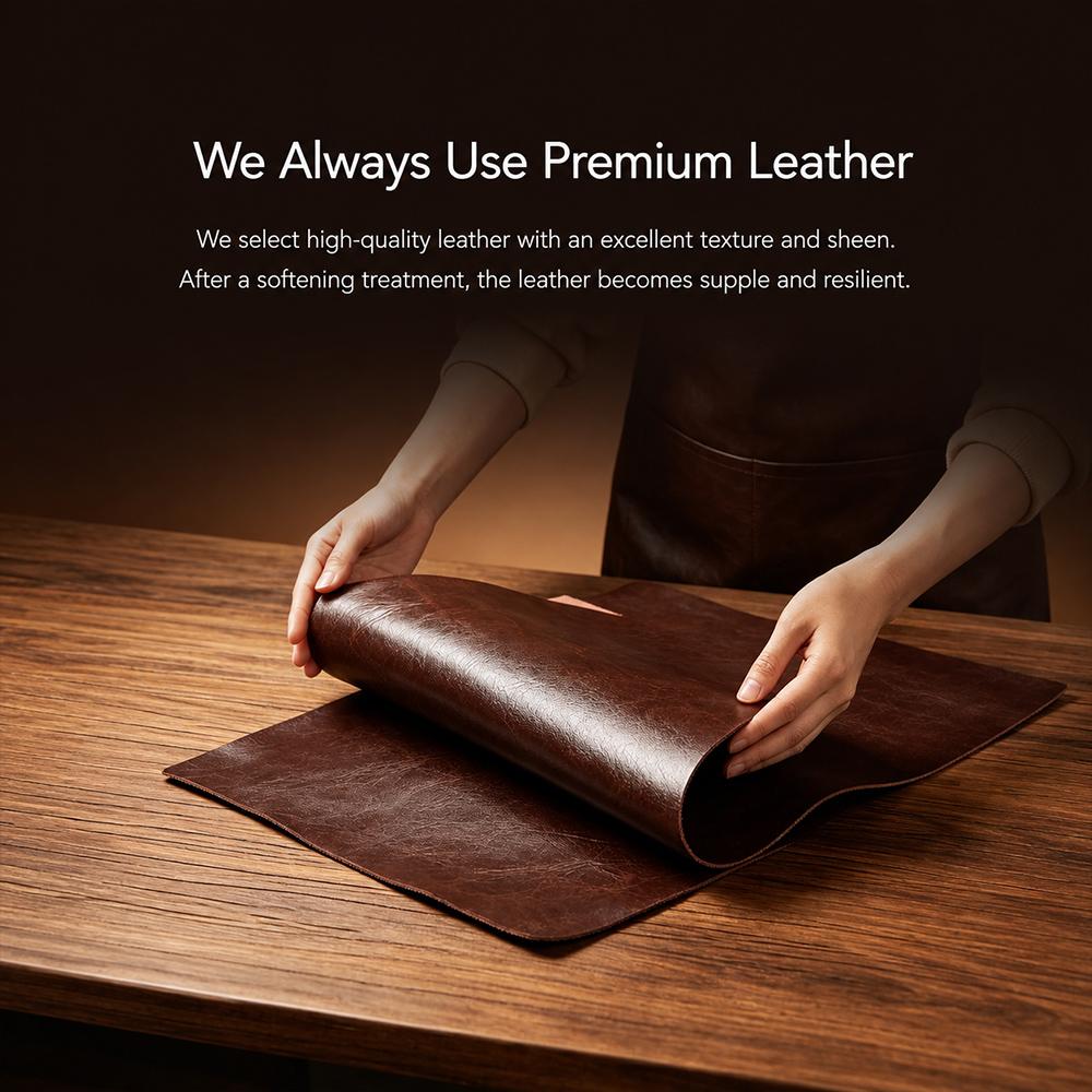 Compatible with iPhone 18 Pro Max QIALINO Classic Leather Back Cover Phone Case - Brown