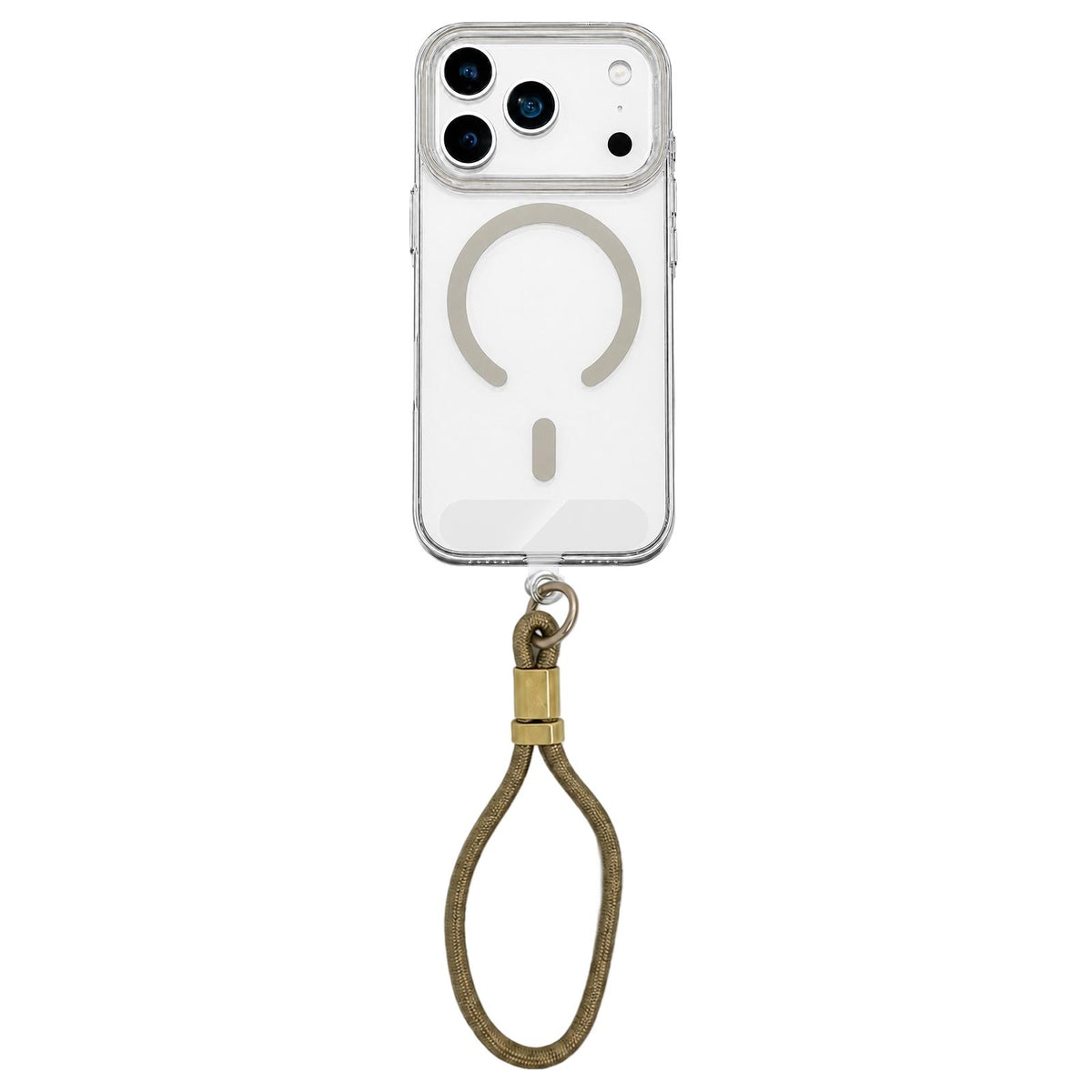 Compatible with iPhone 18 Pro Max Question Mark Clear PC Magnetic Phone Case with Lanyard - Desert Gold