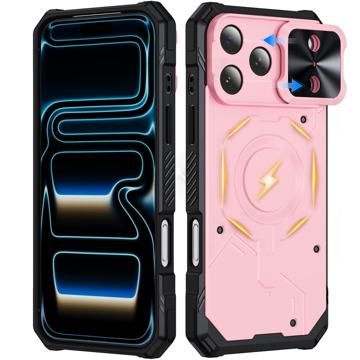 Compatible with iPhone 18 Pro Max Mecha Magnetic Sliding Camshield Phone Case - Pink
