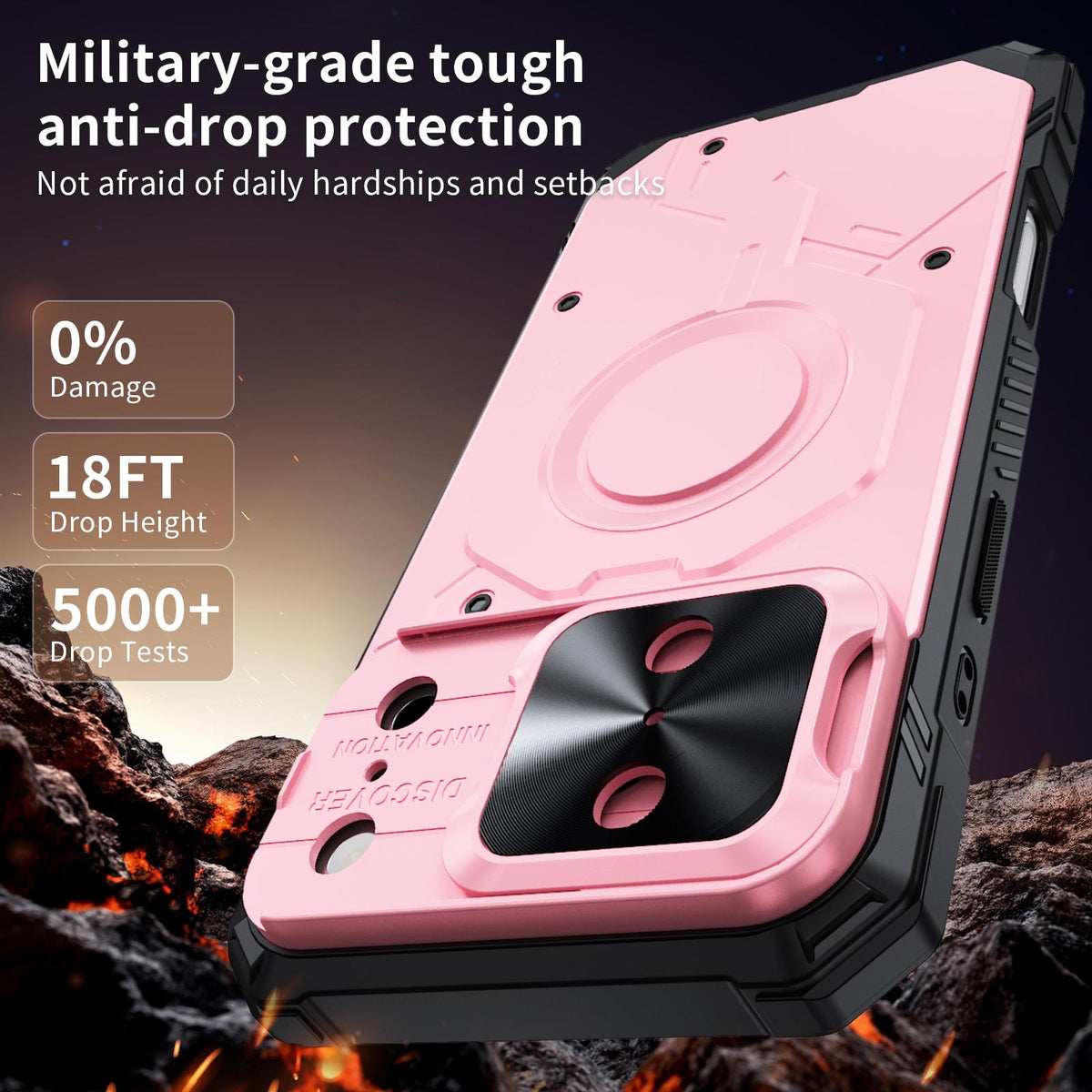 Compatible with iPhone 18 Pro Max Mecha Magnetic Sliding Camshield Phone Case - Pink