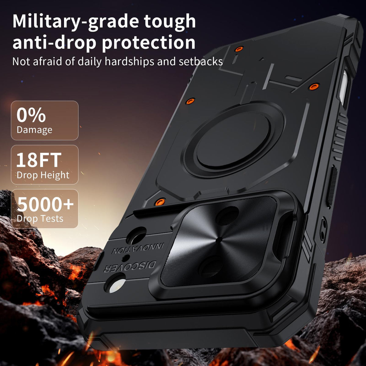 Compatible with iPhone 18 Pro Max Mecha Magnetic Sliding Camshield Phone Case - Black