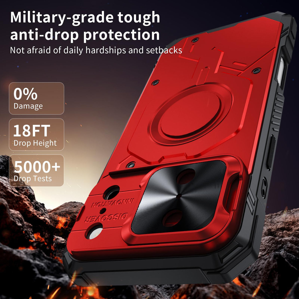Compatible with iPhone 18 Pro Max Mecha Magnetic Sliding Camshield Phone Case - Red