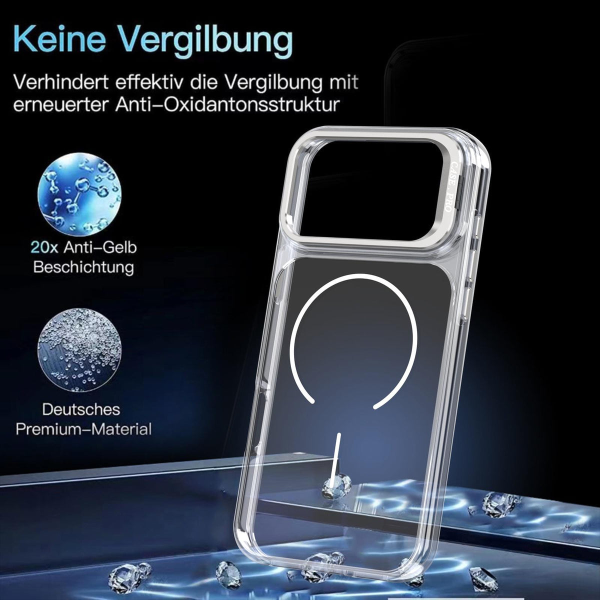 Compatible with iPhone 18 Pro Max Bright Color Clear MagSafe Lens Frame Holder Phone Case - White