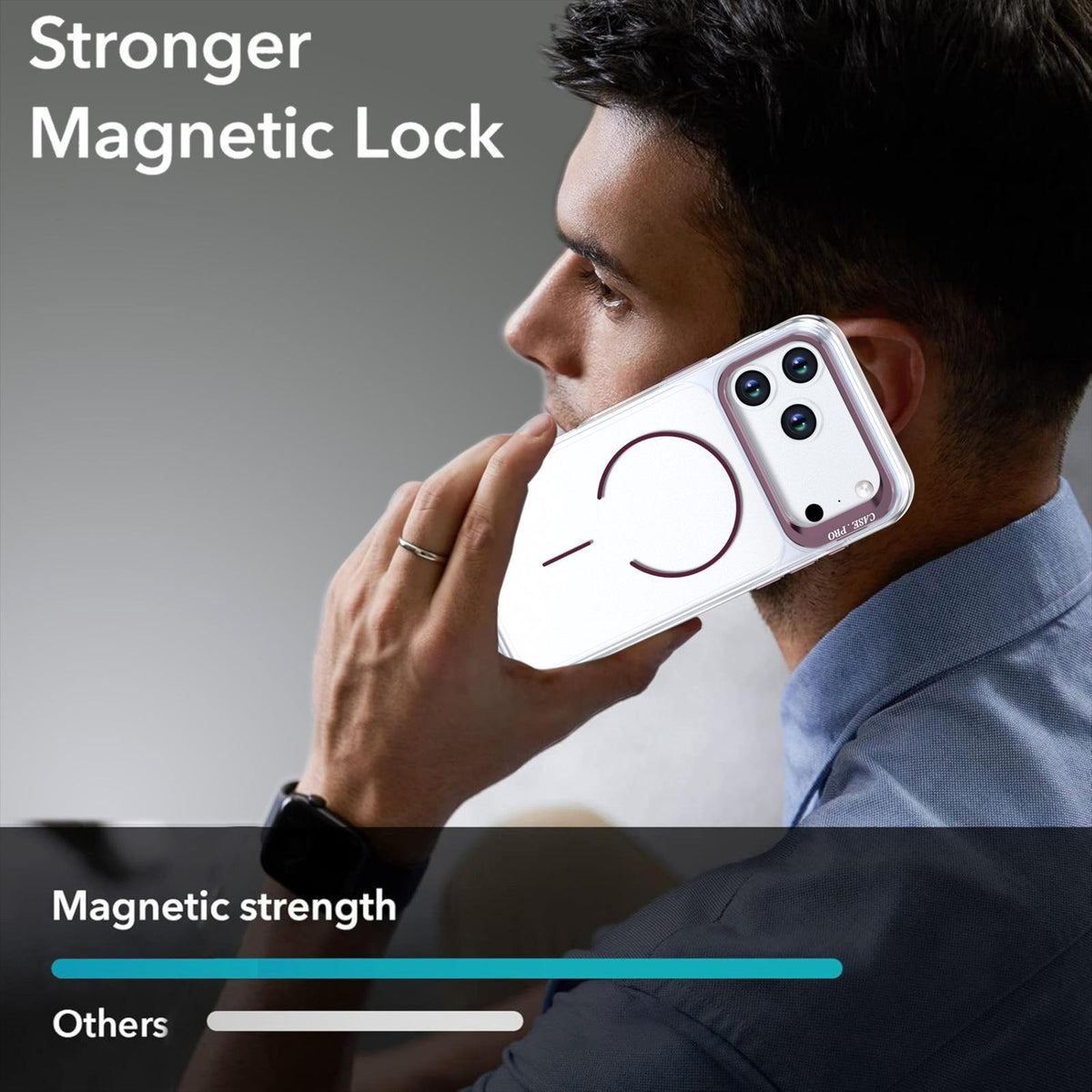 Compatible with iPhone 18 Pro Max Bright Color Clear MagSafe Lens Frame Holder Phone Case - Wine Red