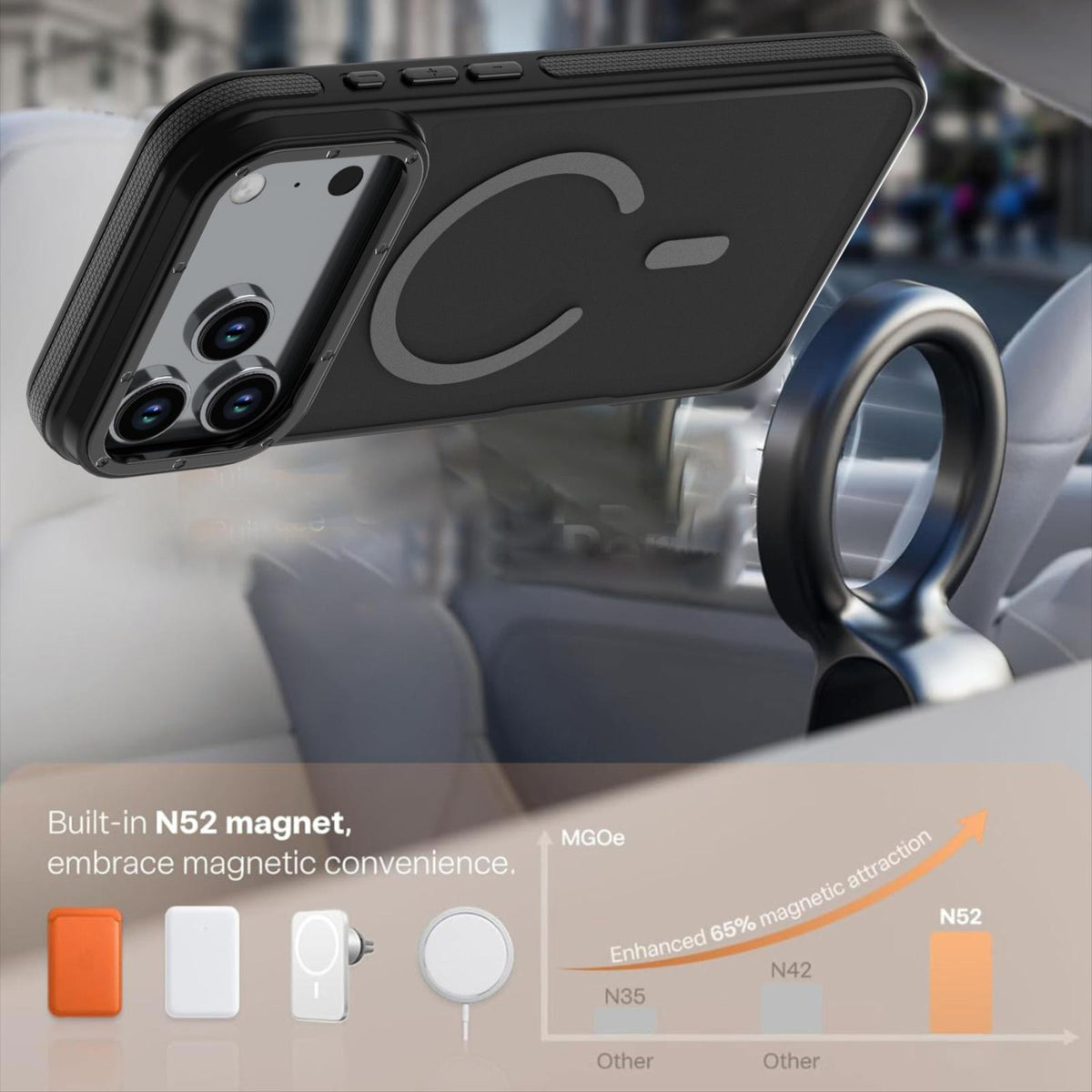 Compatible with iPhone 18 Pro Max Dual Color Skin Feel Magnetic Phone Case - Black