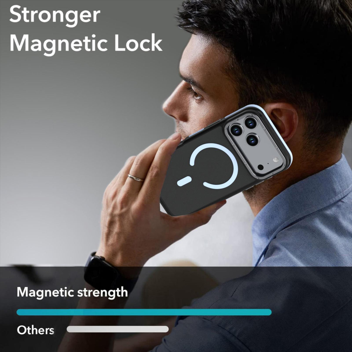 Compatible with iPhone 18 Pro Max Dual Color Skin Feel Magnetic Phone Case - Light Blue