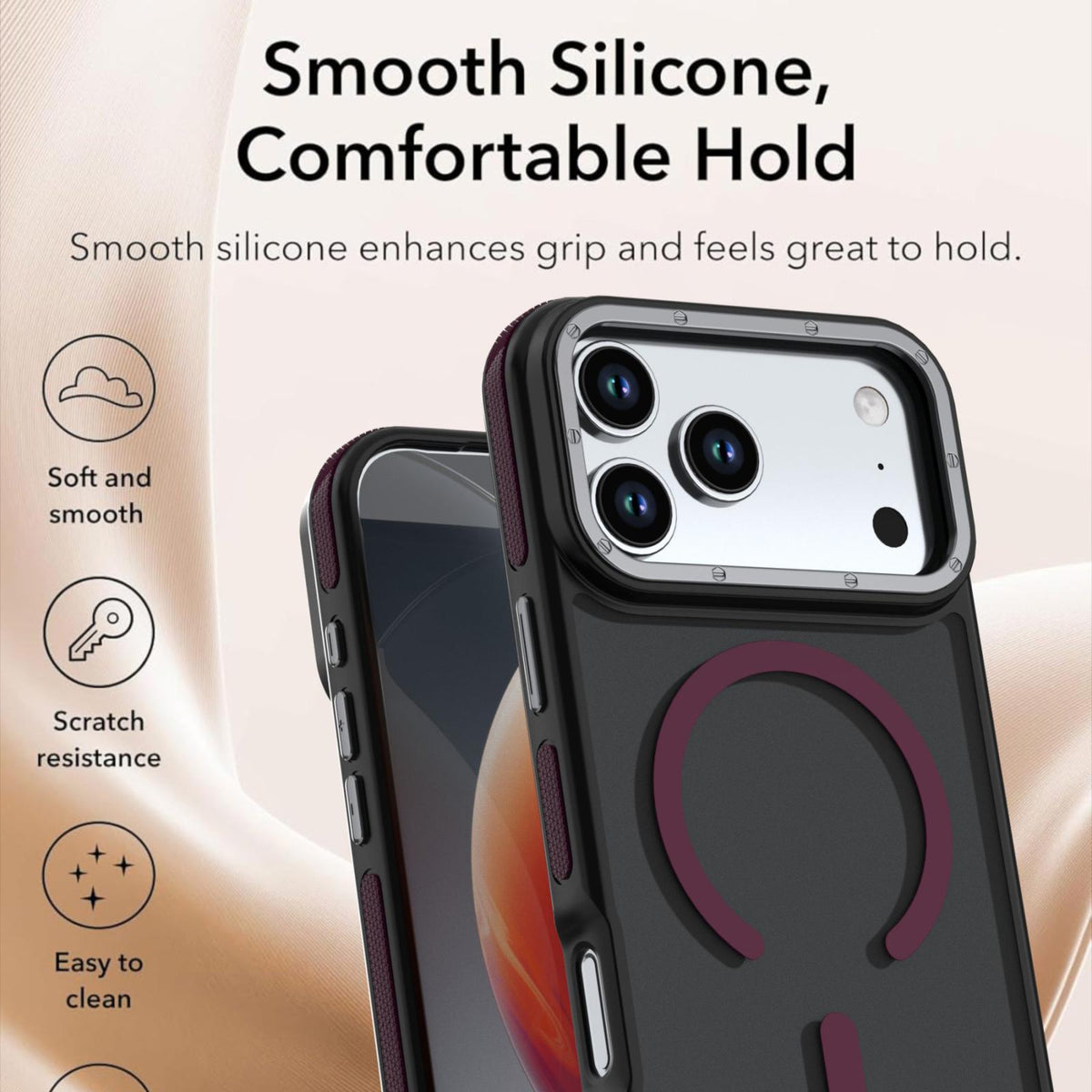 Compatible with iPhone 18 Pro Max Dual Color Skin Feel Magnetic Phone Case - Wine Red